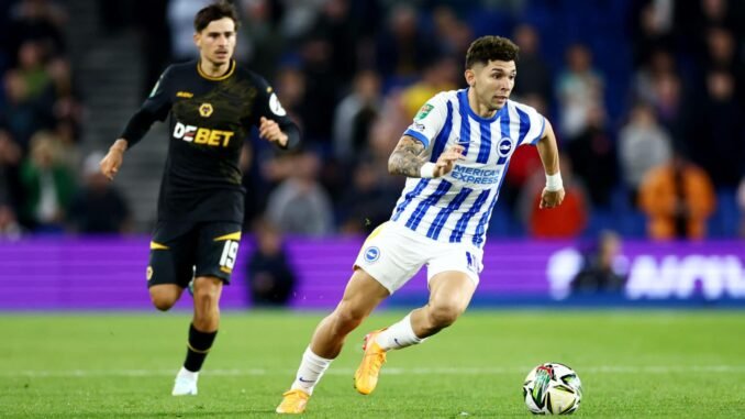 Julio Enciso of Brighton & Hove Albion. Brighton & Hove Albion v Wolverhampton Wanderers, EFL Carabao Cup, Third Round,